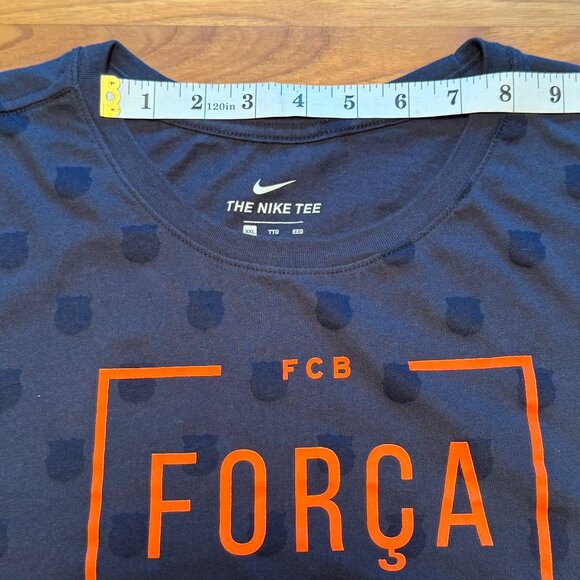 Nike‎ FCB Forca Barca Bracket Barcelona Shadow Logo Pattern T-Shirt XXL - Picture 3 of 8